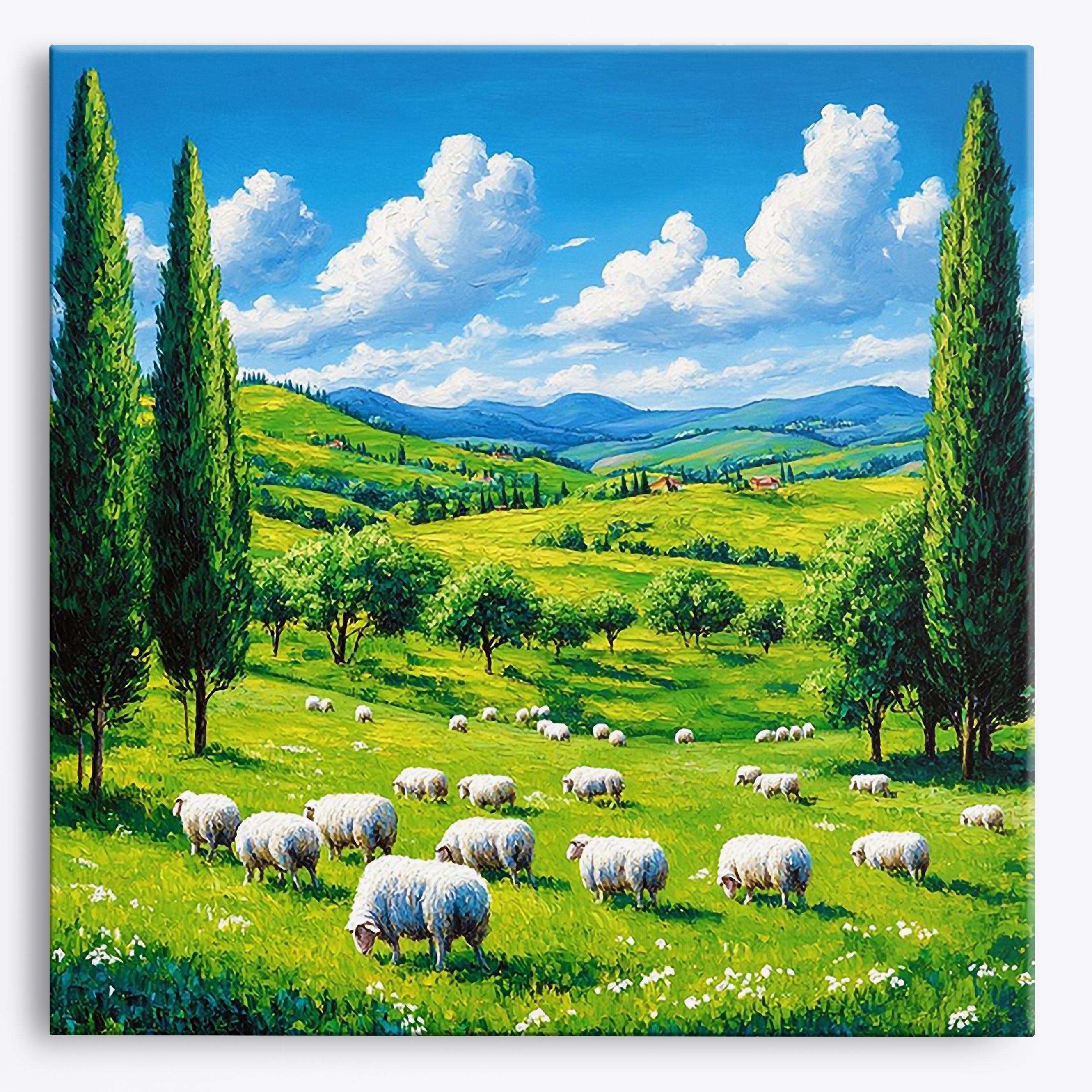 Sheep Grazing No Frame / Regular (15.75"x15.75"/40x40cm) / 24 colors